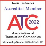 Selo de Accredited Member (Empresa Certificada) pela ATC – Association of Translation Companies do Reino Unido.